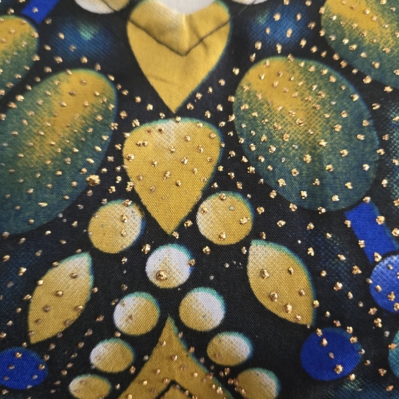 Bell Pepper One Size Maxi Vibrant Multicolor Kaftan Dress Shiny Tiny Gold Studs - Picture 10 of 16